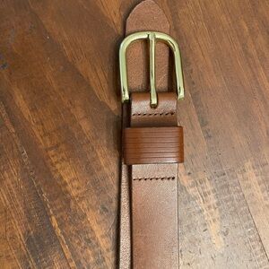 J. Crew Brown Leather Belt with Gold Buckle